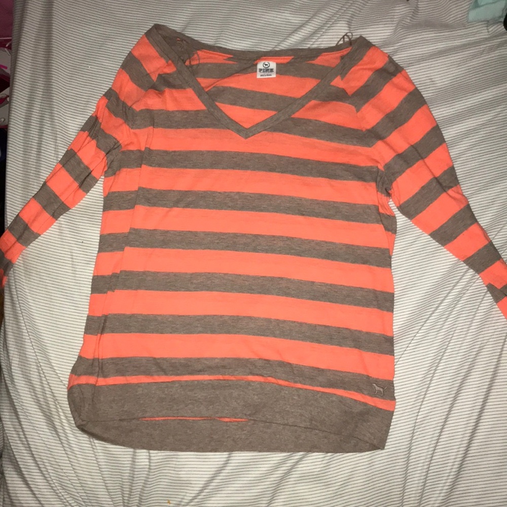 Orange and gray striped shirt